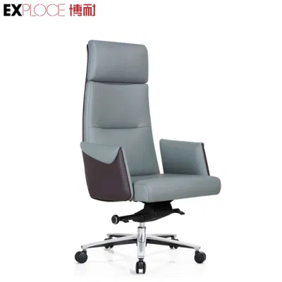 Especificações das cadeiras reclináveis ​​de escritório giratórias de couro preto executivo comercial francês moderno com encosto alto